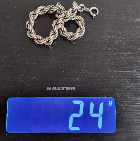 Italian Silver Rope Chain Bracelet - Picture 8 of 9